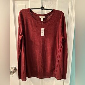 LOFT outlet blouse, size medium. NEW WITH TAGS! Color is a brown/rust.
